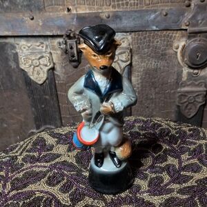 Elegant Fox Figurine with Drum in Multicolor